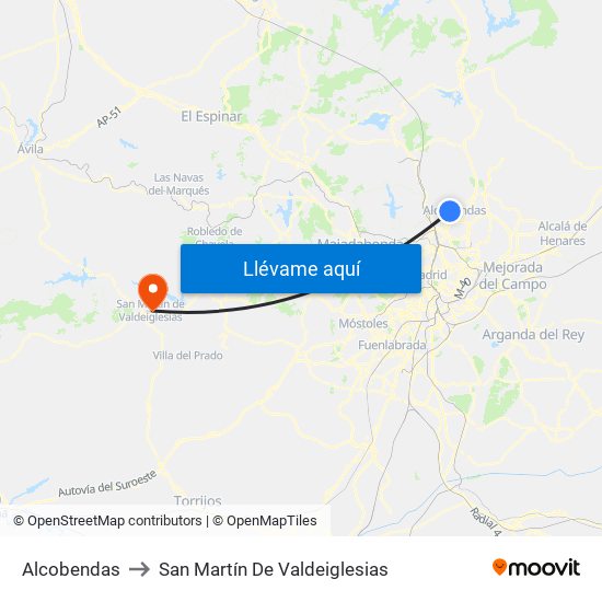 Alcobendas to San Martín De Valdeiglesias map