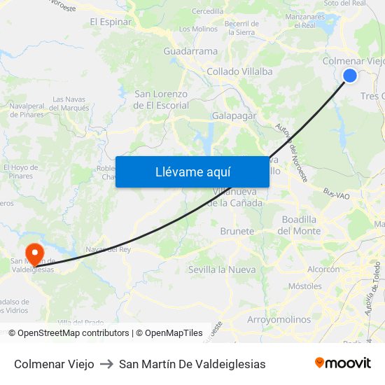 Colmenar Viejo to San Martín De Valdeiglesias map
