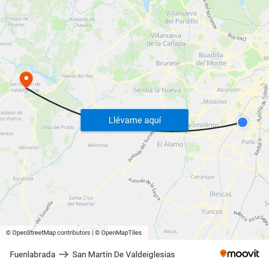 Fuenlabrada to San Martín De Valdeiglesias map
