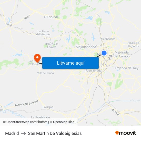 Madrid to San Martín De Valdeiglesias map