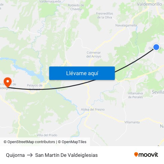 Quijorna to San Martín De Valdeiglesias map