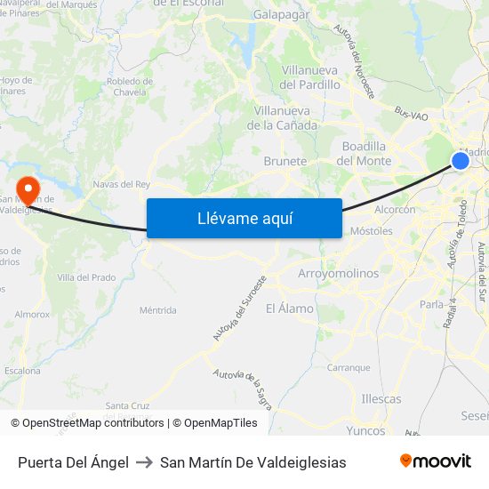 Puerta Del Ángel to San Martín De Valdeiglesias map
