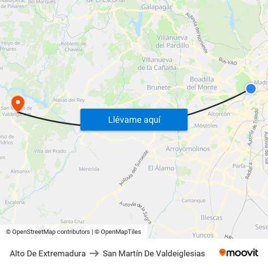 Alto De Extremadura to San Martín De Valdeiglesias map