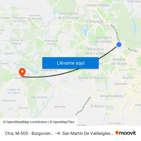 Ctra. M-505 - Burgocentro to San Martín De Valdeiglesias map