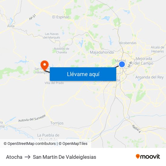 Atocha to San Martín De Valdeiglesias map