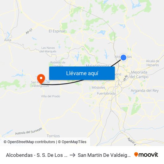 Alcobendas - S. S. De Los Reyes to San Martín De Valdeiglesias map