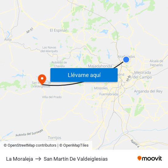 La Moraleja to San Martín De Valdeiglesias map