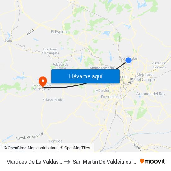 Marqués De La Valdavia to San Martín De Valdeiglesias map
