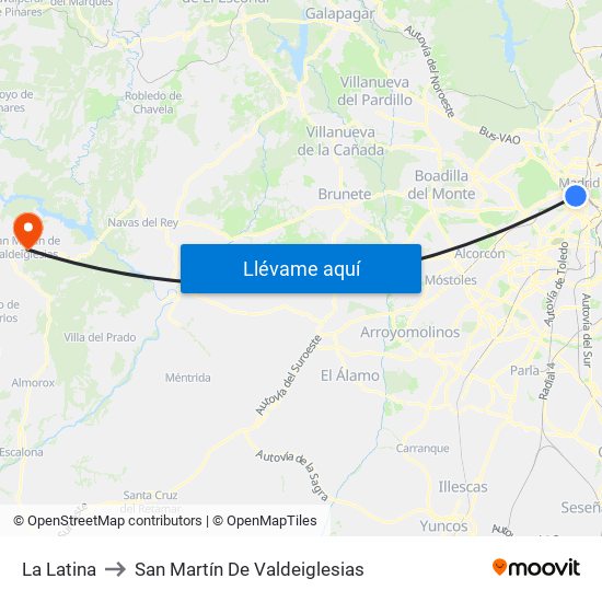 La Latina to San Martín De Valdeiglesias map