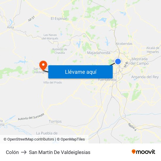 Colón to San Martín De Valdeiglesias map