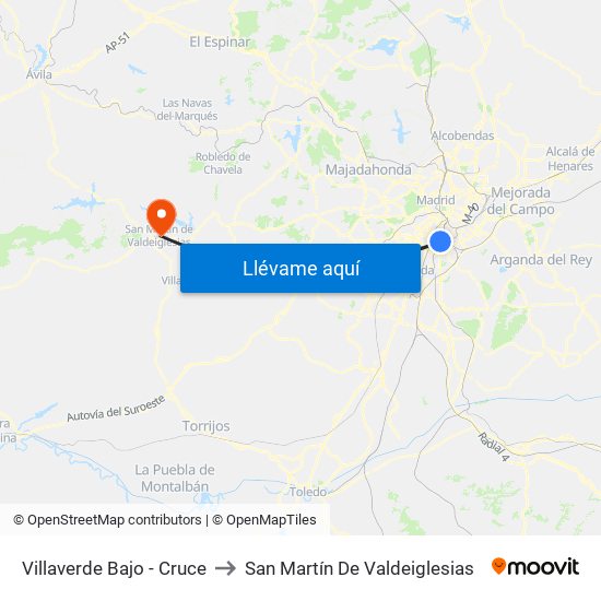Villaverde Bajo - Cruce to San Martín De Valdeiglesias map