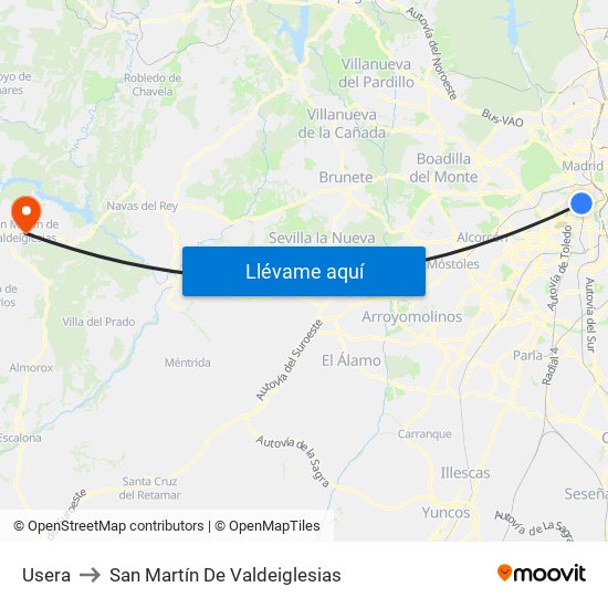 Usera to San Martín De Valdeiglesias map
