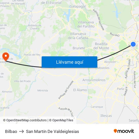 Bilbao to San Martín De Valdeiglesias map