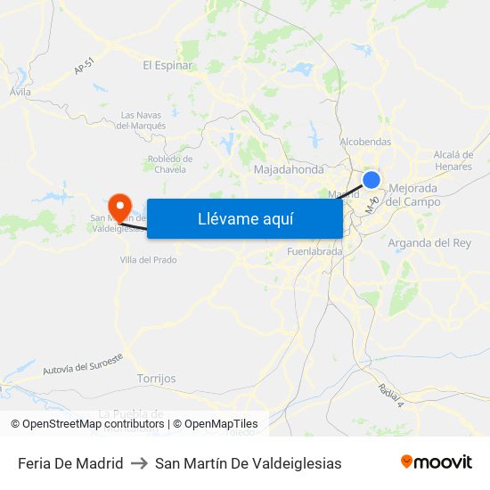Feria De Madrid to San Martín De Valdeiglesias map