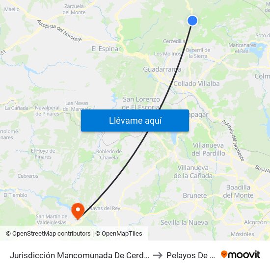 Jurisdicción Mancomunada De Cerdedilla Y Navacerrada to Pelayos De La Presa map