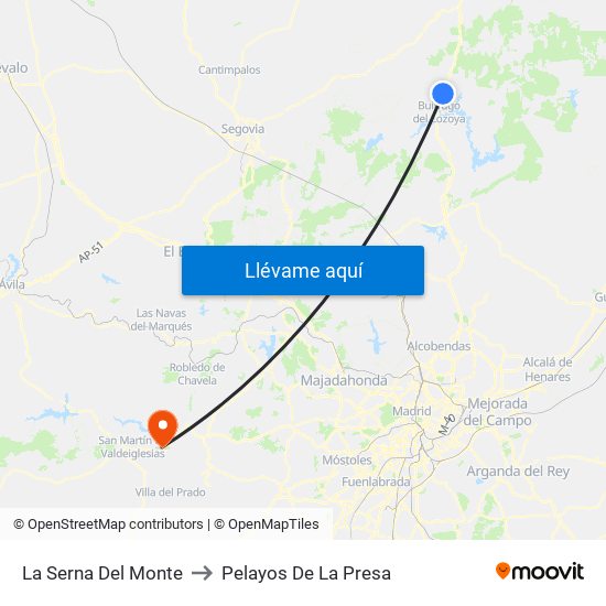 La Serna Del Monte to Pelayos De La Presa map