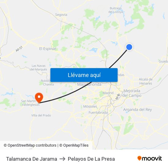 Talamanca De Jarama to Pelayos De La Presa map