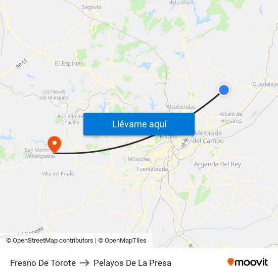 Fresno De Torote to Pelayos De La Presa map