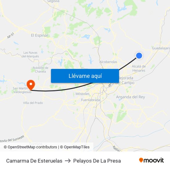 Camarma De Esteruelas to Pelayos De La Presa map
