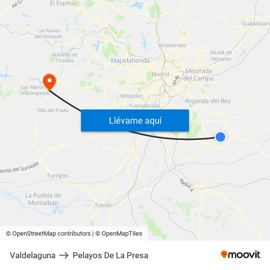 Valdelaguna to Pelayos De La Presa map