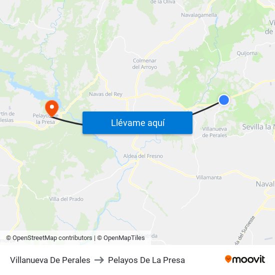 Villanueva De Perales to Pelayos De La Presa map