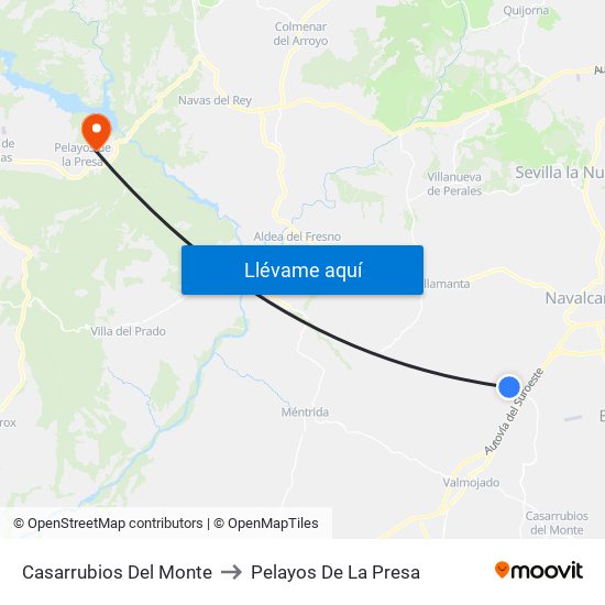 Casarrubios Del Monte to Pelayos De La Presa map