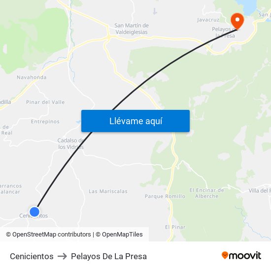 Cenicientos to Pelayos De La Presa map