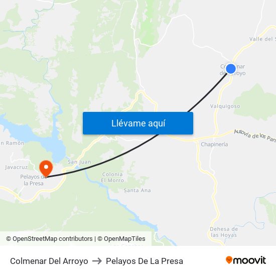 Colmenar Del Arroyo to Pelayos De La Presa map