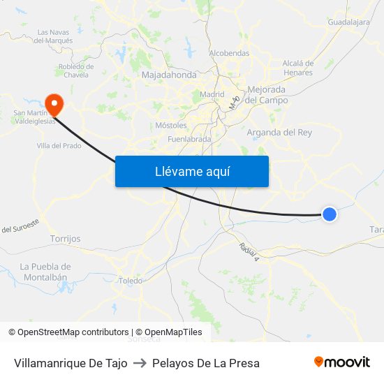 Villamanrique De Tajo to Pelayos De La Presa map