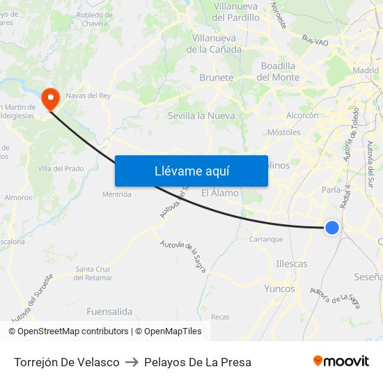 Torrejón De Velasco to Pelayos De La Presa map