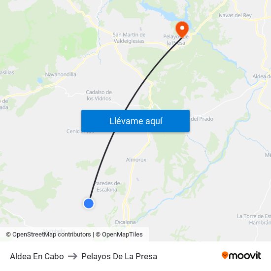 Aldea En Cabo to Pelayos De La Presa map