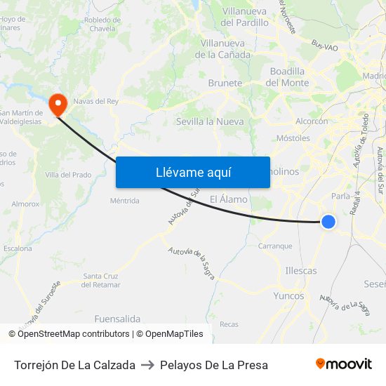 Torrejón De La Calzada to Pelayos De La Presa map
