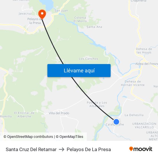 Santa Cruz Del Retamar to Pelayos De La Presa map
