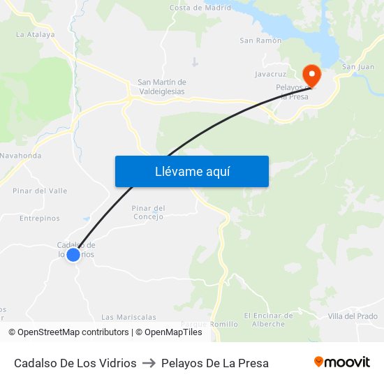 Cadalso De Los Vidrios to Pelayos De La Presa map