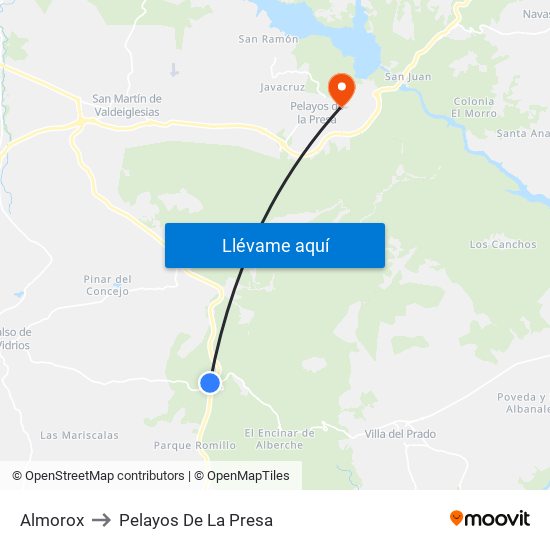 Almorox to Pelayos De La Presa map