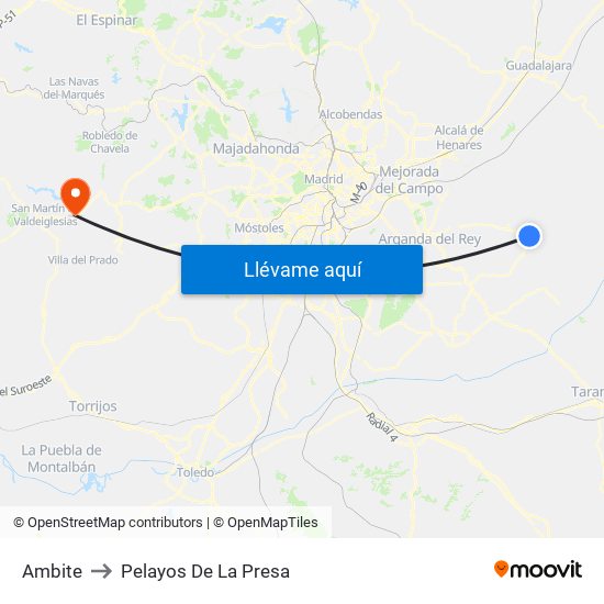 Ambite to Pelayos De La Presa map