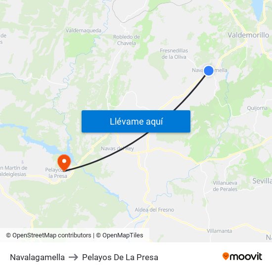 Navalagamella to Pelayos De La Presa map