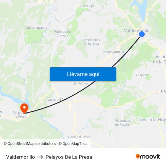 Valdemorillo to Pelayos De La Presa map