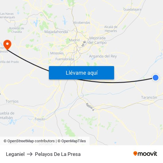 Leganiel to Pelayos De La Presa map