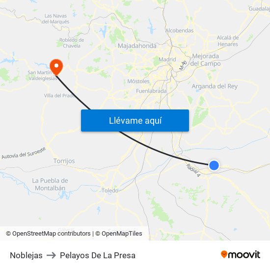 Noblejas to Pelayos De La Presa map