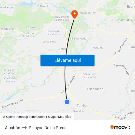 Alcabón to Pelayos De La Presa map