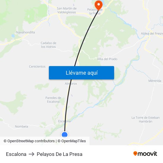 Escalona to Pelayos De La Presa map