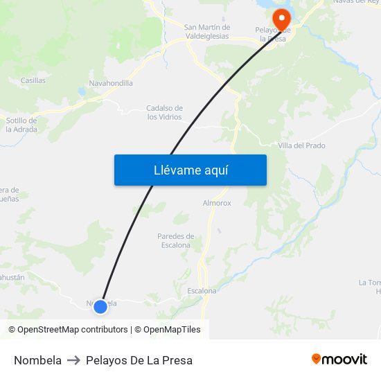 Nombela to Pelayos De La Presa map