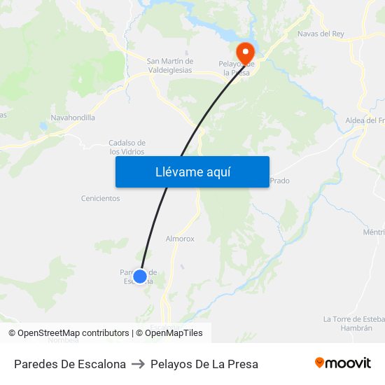 Paredes De Escalona to Pelayos De La Presa map