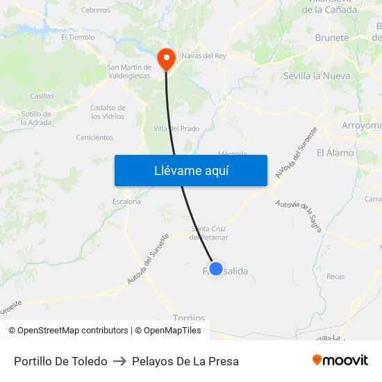 Portillo De Toledo to Pelayos De La Presa map
