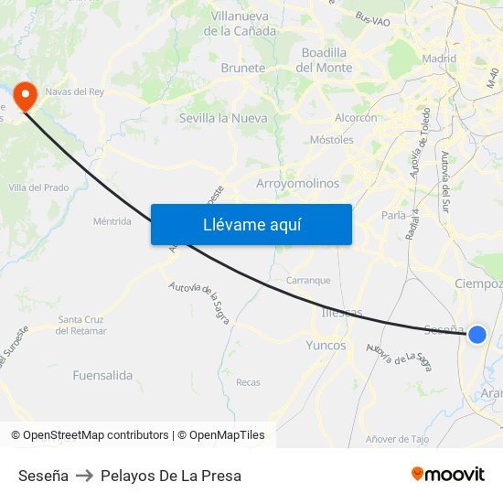 Seseña to Pelayos De La Presa map