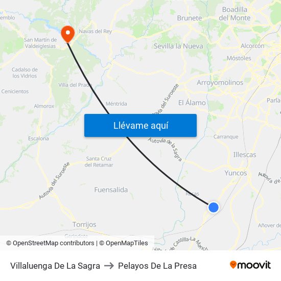 Villaluenga De La Sagra to Pelayos De La Presa map