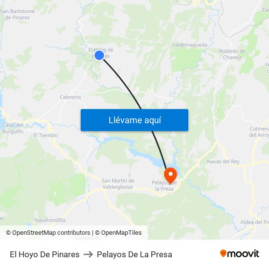 El Hoyo De Pinares to Pelayos De La Presa map