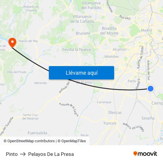 Pinto to Pelayos De La Presa map