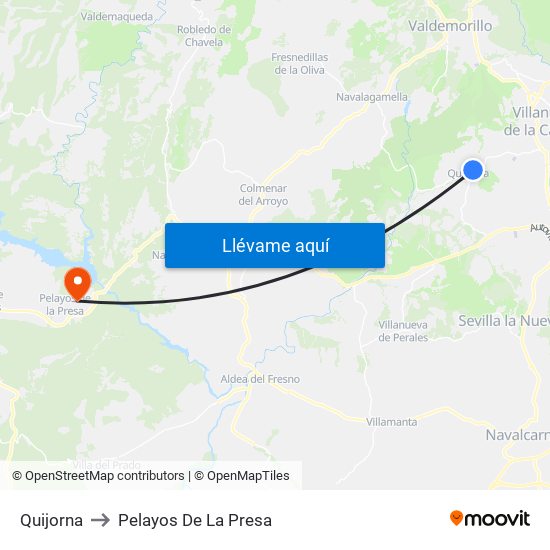 Quijorna to Pelayos De La Presa map